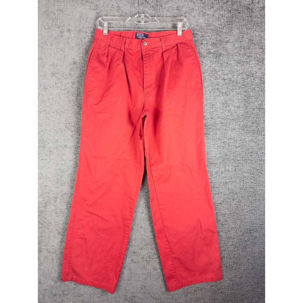 VTG 90s Polo Ralph Lauren Chino Pants Mens 31x31 Red Double Pleated Preppy